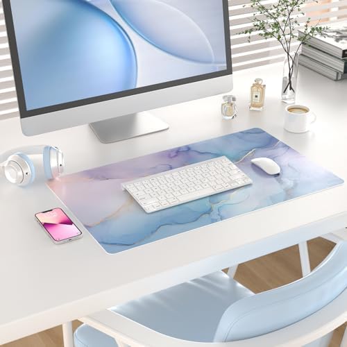 QIYI PU Leather Large Mouse Pad, Waterproof Desk Mat, 23.6" x 13.8", Fluid