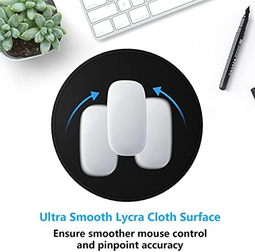 Dapesuom Round Mouse Pad, 8.7 x 8.7 Inch Premium-Textured Washable Non-Slip Rubber Base Cute Small Mouse Mat with Stitched Edge for Women Wireless Computer Laptop Gaming Desk Accessories, Black