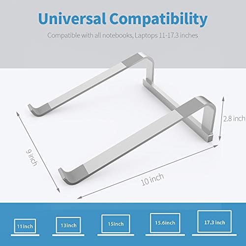 LENRUE Laptop Stand for Desk，Stable MacBook Pro Stand，Ergonomic Aluminum Computer Riser for 12 13 15 16.2 inch ，Computer Cooling Stand for Mac MacBook Pro Air,HP, Dell, More PC Notebook (Silver)