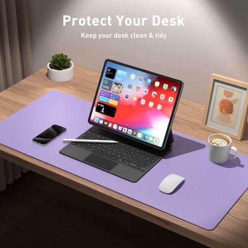 Aothia Faux Leather Desk Mat (Light Purple, 23.6" x 13.7")