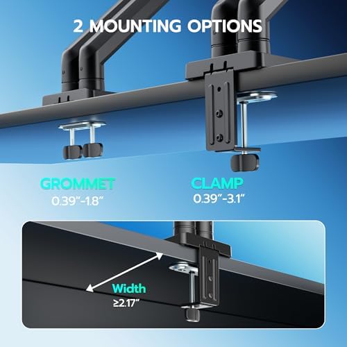 ARES WING Dual Monitor Mount for 17-35 inch Monitors, Black