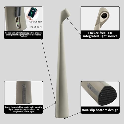 HAPYGI Cordless Rechargeable Reading Metal Table Lamp, 3-Level Brightness