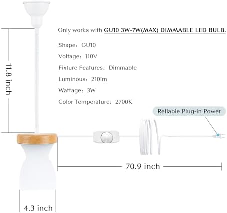 Solfres Patented Innovative Design Headboard Reading Light. No Drilling Golden Book Light for Bedtime Reading. Dimmable LED Book Reading Lamp with Bulb. Movable & Flexible, White