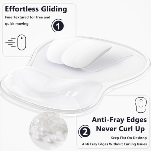 AKIT Ergonomic Mouse Pad with Wrist Rest&Keyboard Wrist Rest Set,Gel, Clear