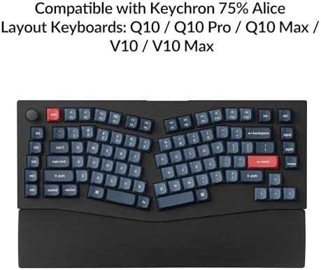 Keychron Black Silicone Wrist & Palm Rest, 14.96" for 75% Alice Layout Mechanical Keyboards (Q10 / Q10 Pro / Q10 Max / V10 / V10 Max) – Full Honeycomb Anti-Slip Base, Smooth and Soft Typing Support