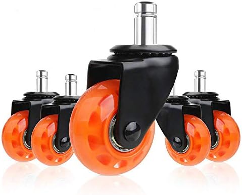 Office Chair Caster Replacement Wheel for Hardwood Floor and Carpet,2" Heavy Duty Universal Floor Safe Caster Set of 5,Rubber Wheels Office Chair to Replace Office Chair mats,fits 98% Chairs