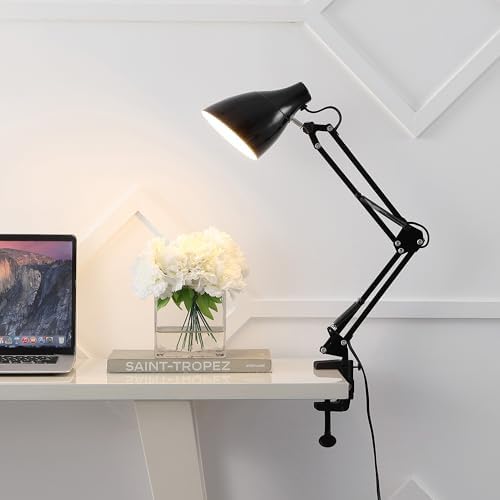 JONATHAN Y Odile 28.5" Metal Adjustable Clamp-On Task Lamp, Black