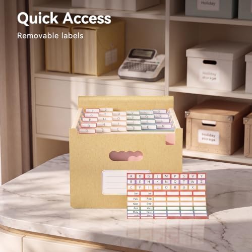 ThinkTex Accordion File Organizer, 26 Pockets File Folders, Dusty Butter