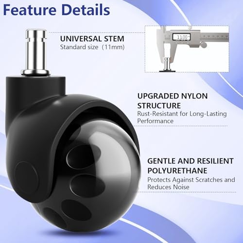 AGPTEK Office Chair Caster Wheels, 2" Office Chair Ball Caster Wheels