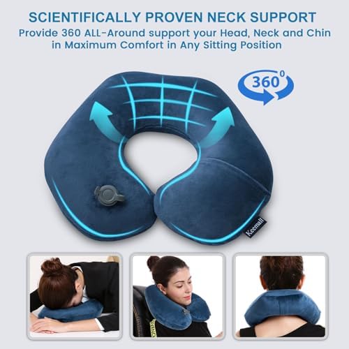 Keemall Inflatable Neck & Shoulder Travel Pillow for Airplane Naps