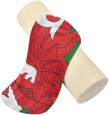 Bolster Pillow for Legs Firm Neck Roll Pillow Round Pillow Insert Cervical Cylinder Neck Support Car Wales Flag Welsh National Dragon