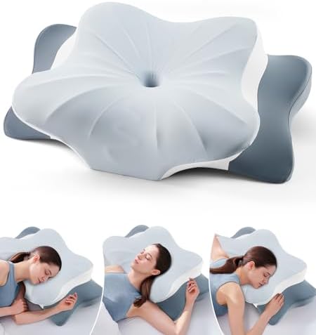DONAMA Cervical Pillow for Neck and Shoulder, Cooling Contour Memory Foam Pillow for Pain Relief, Ergonomic Neck Support Pillow for Side Back Stomach Sleepers with Removable Pillowcase