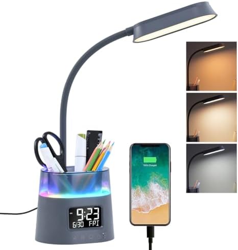WILIT LED Desk Lamp for College Dorm Room Essentials, 3 Modes,Touch, Gray
