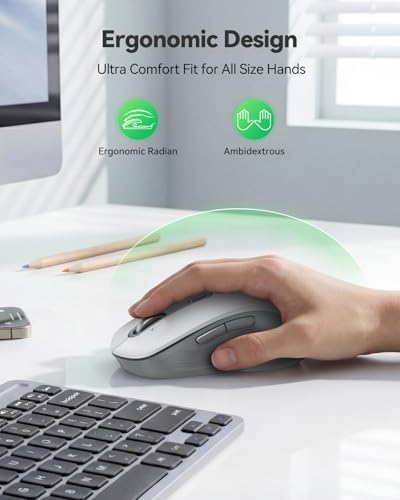 TECKNET Rechargeable Wireless Bluetooth Mouse with 4-Way Wheel, 3-Device