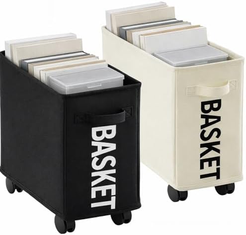 AceOrbit 2 Pack Under Desk Rolling Storage Baskets with Wheels, Foldable