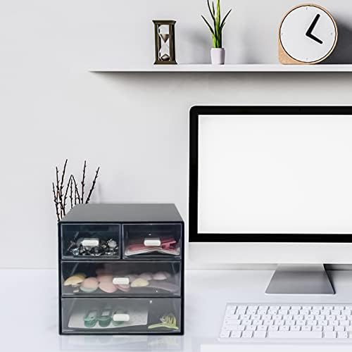 Desk Organizer with Drawer, Desk Storage Box (4 drawer, Black)