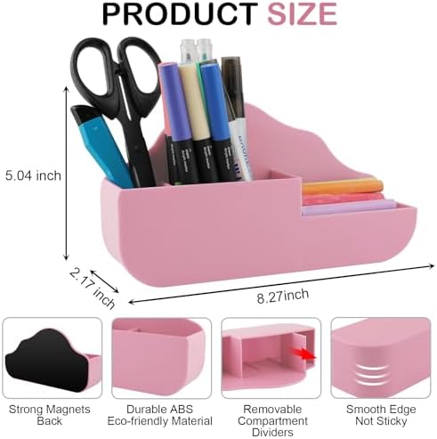 KITANIS Magnetic Pen Holder,3 Compartments Magnetic Dry Erase Marker Holder,Extra Strong Magnet Storage Marker Pen Pencil Organizer for Refrigerator,Whiteboard,Locker Accessories(Cloud Style)