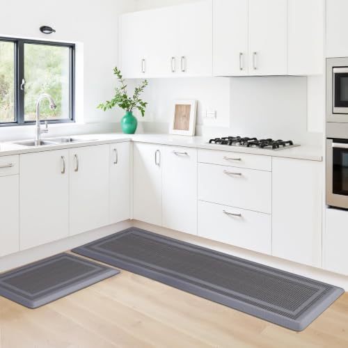 2PCS Kitchen Rugs Cushioned Anti-Fatigue Kitchen Mats Comfort Standing Mat