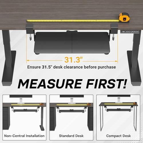 BONTEC Under Desk Keyboard Tray, Pull-Out Keyboard & Mouse Platform