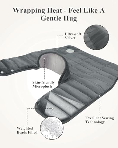 Heating Pad for Neck and Shoulders and Back Weighted,24x23In,Silver Grey