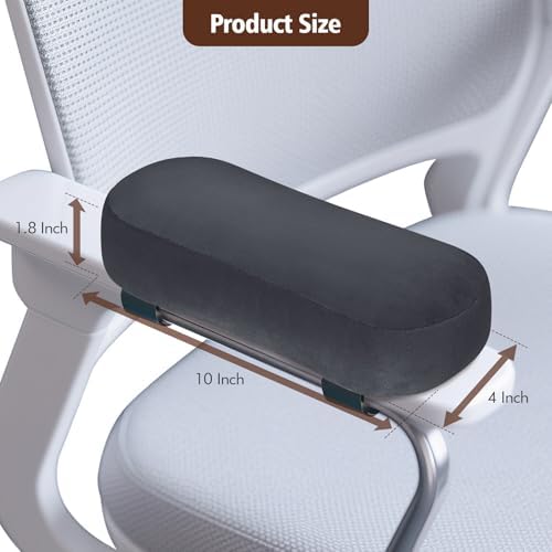 2-Pack Non-Slip Armrest Pads for Office & Gaming Chairs - Ergonomic Forearm Support Pillow for Desk, Computer & Wheelchair, Pressure Relief Cushions (Dark Gray)