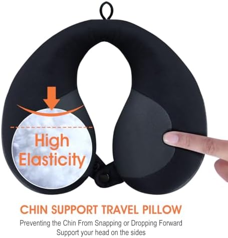 INFANZIA Kids Travel Neck Pillow, Chin Support for Car Seat & Plane, Black