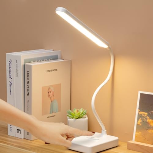 Cordless Led Desk Lamp Rechargeable 2000Mah Battery Powered, 3 Colors 6 Brightness Dimmable, Eye-Caring, Foldable Dimmable, Table Lamp, White, LED Desk Lamp