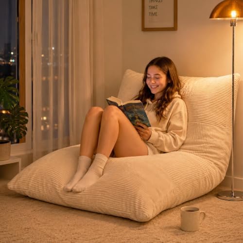 HUGHEAVEN 3 in 1 Convertible Bean Bag Chair & Floor Couch for Teens