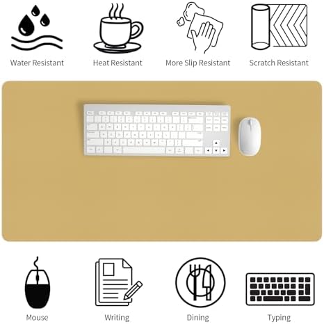 Bloss Light Yellow Desk Mat 31.5"x15.7", Desk Matt for Desktop, Waterproof Leather Large Mouse Pad, Computer Mat for Office/Home/Decor
