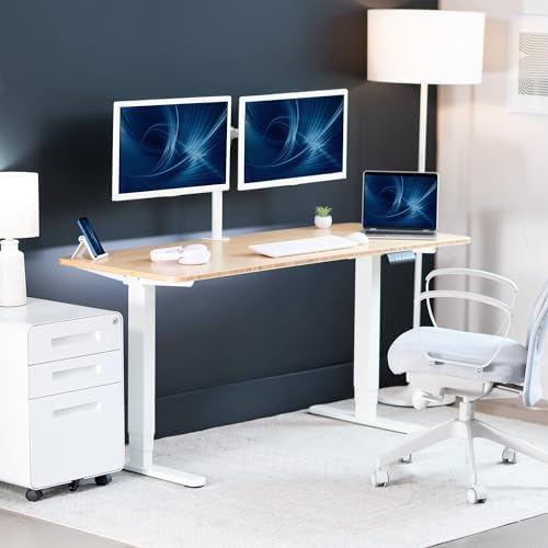 VIVO Real Bamboo 60 x 24 in Standing Desk, DESK-KIT-2W6O