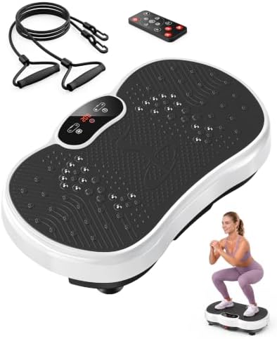 HTM Vibration Plate Exercise Machine, 9 Modes & 120 Speeds, Body Shake Plate with Resistance Bands Slot & Remote Control, Shake Board for Weight Loss Fat Burner Home Fitness Workout