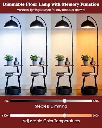 Smart Floor Lamp with Side Table, Dimmable, for Living Room