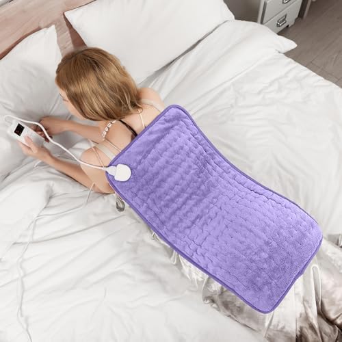 Electric Heating Pad for Cramps and Stomach Pain, 33"x17" Long Heat Wrap for Back and Abdomen, 6 Temperature Levels, Moist Heat & Auto Shut-Off, Gift for Her