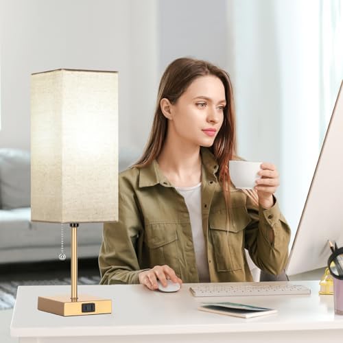 Table Lamp for Bedroom set of 2,3-Color Bedside Lamps with Pull Chain