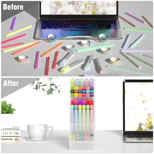 Asten Pen Holder, Pencil Holder for Desk, Pen Organizer (Clear, 3 Pack)