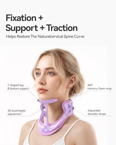 Neck Posture Corrector, Adjustable Cervical Collar for Pain Relief, Purple