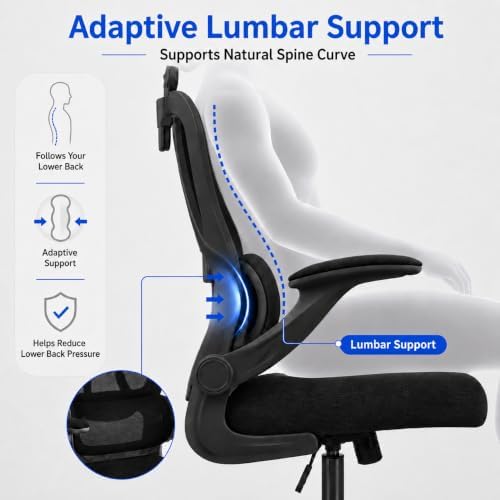 Ergonomic Mesh Office Chair, Headrest, Lumbar Support, Flip-up Arms