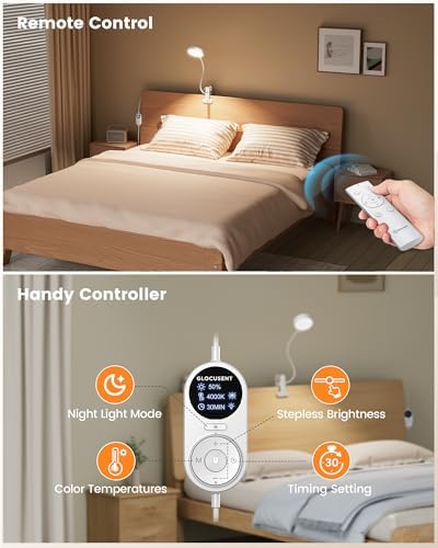 Glocusent 72 LED Desk Lamp for Dorm,Amber Night Light with Remote Control