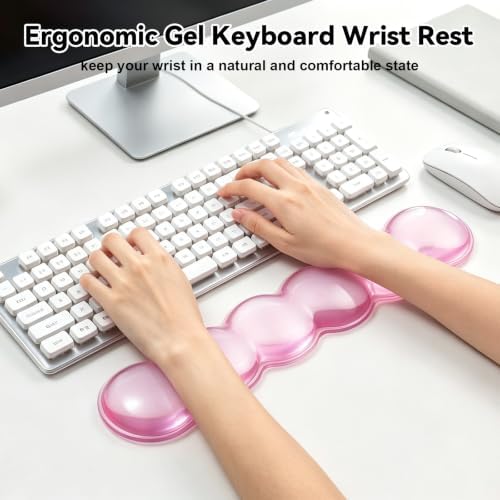 Gel Wrist Rest for Keyboard,Jelly Clear Gel Keyboard Wrist Rest-Pink