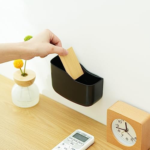 SUNFICON Wall Mount Remote Holder TV FAN Remote Control Holder Bedside Caddy Wall Organizer Phone Holder for Office Adhesive Media Player Controller Holder Box Tray Home Desk Nightstand 4 PACK BLACK