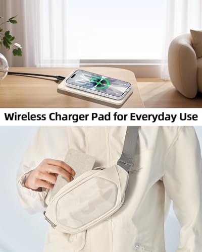 Valet Tray with Wireless Charger, Nightstand Organizer & Catchall Tray for Phone, Keys, Glasses and Accessories, Premium Linen, Stylish Desk & Bedside Storage Station
