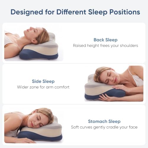Cervical Neck Pillow, Memory Foam Contour Pillow, Queen
