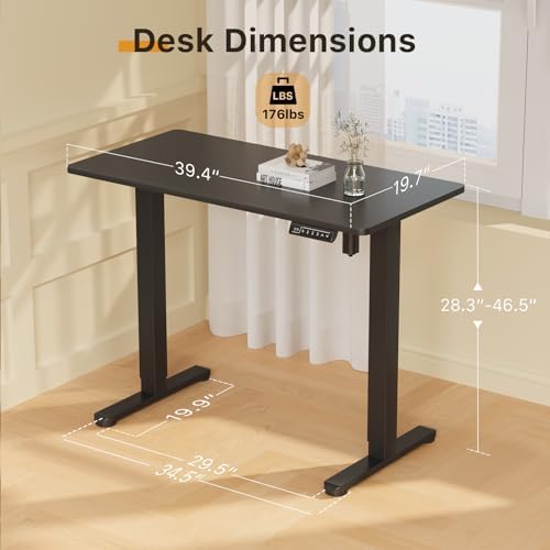 JOY worker Small Electric Stand Up Desk, 40" Whole Piece Height Adjustable