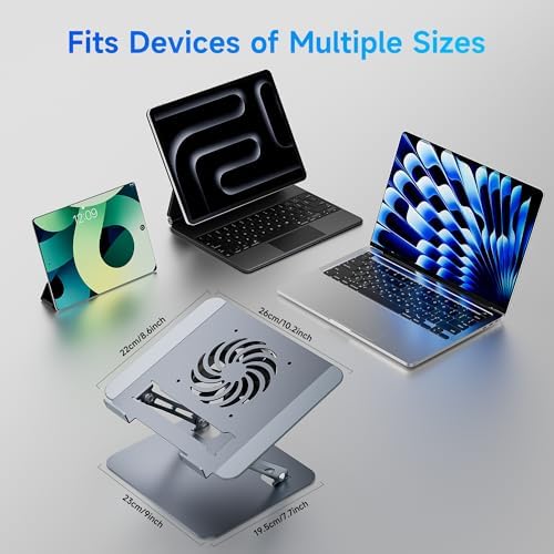 Laptop Stand - Adjustable Ergonomic Laptop Riser, Portable Foldable Aluminum Laptop Holder Perfect for Desk, Bed, Couch & Lap - Space Saving - Silver
