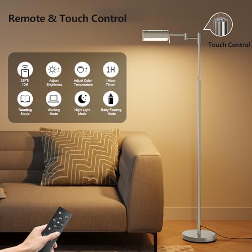SUNMORY Dimmable LED Pharmacy Floor Lamps, 16W/1500LM Bright Reading Lamp