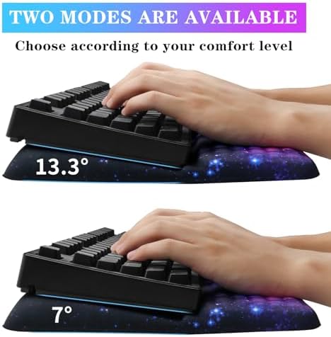 Computer Keyboard Stand with Wrist Rest, Ergonomic Tilted Keyboard Holder - Keyboard Riser with Wrist Pad - Keyboard Tray Support for Office Home - Black Starry Night