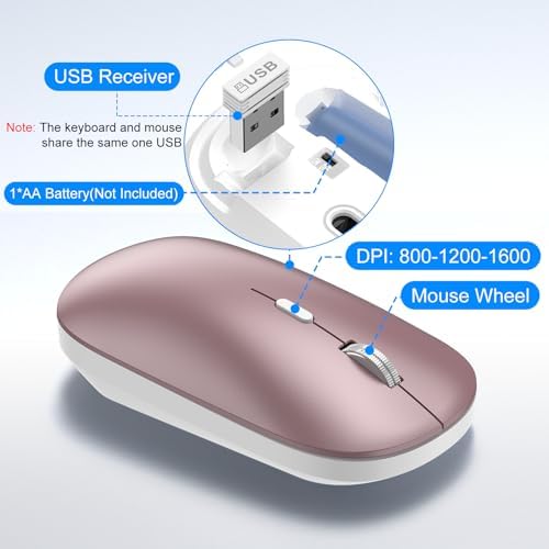 Wireless Keyboard and Mouse Combo, Ultra Slim Full Size Silent Keyboard