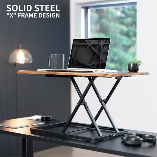 VIVO Vintage Brown 32 in Single Top Standing Desk Converter, DESK-V032JN