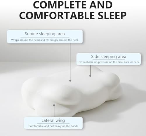 Cloud Pillow, Ergonomic Memory Foam Cervical Neck Support Pillow with Breathable Pillowcase, Adjustable Dual-Height Design for Side Back Stomach Sleepers
