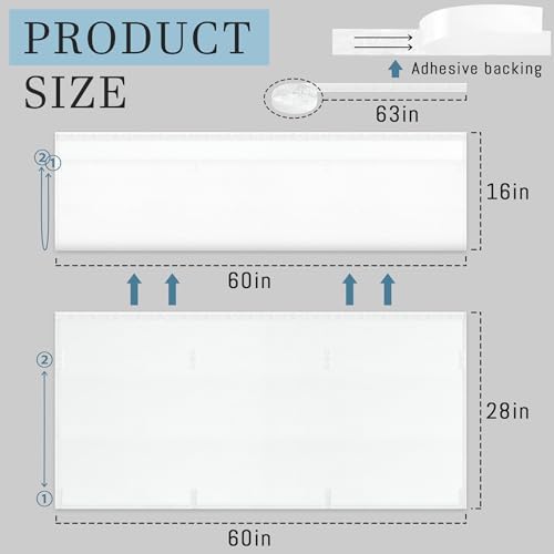 60" Under Desk Privacy Panel White Self-Adhesive Modesty Panel with Wire Pocket for Cable Management Organizer Heavy Duty Desk Skirt - Office Home or Standing Workstation Concealer Shield